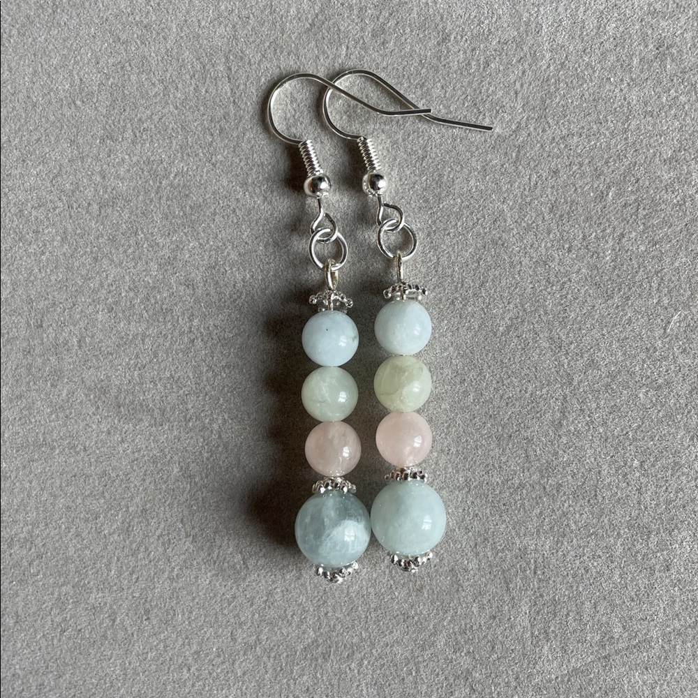 Morganite  Natural Stone Drop Earrings